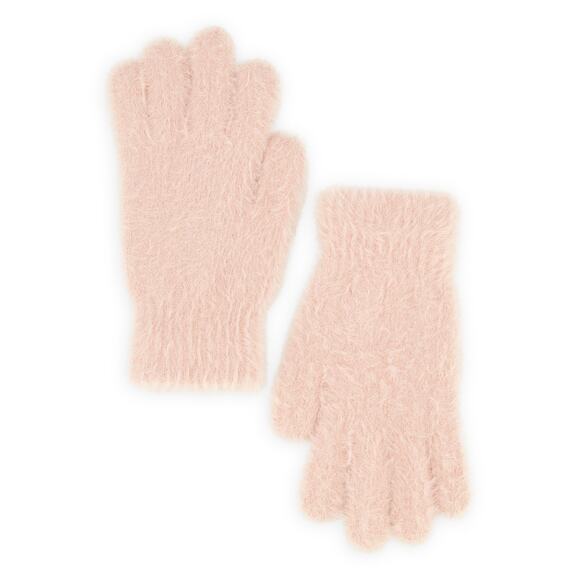 New Fashion Nova Blush Pink Solid Eyelash Knit Gloves Mittens Winter Soft Fuzzy - Picture 2 of 2